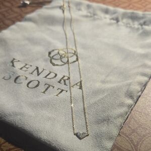 14K Yellow Gold Kendra Scott Heart Pendant Necklace in White Diamonds